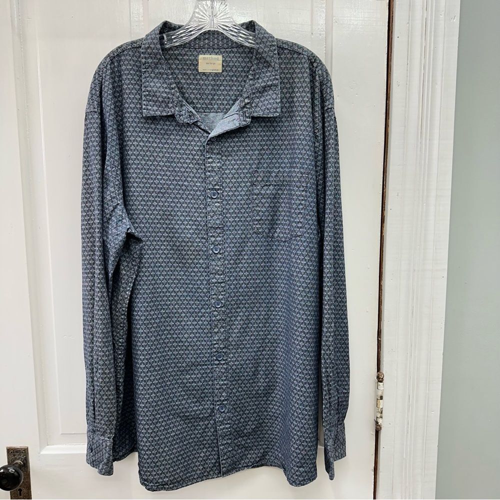 Method navy blue long sleeve button down shirt men's‎ xxl